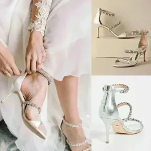 Anthropologie BHLDN Badgley Mischka Yasmine Ankle Strap Sandals Size 7 NWOT $245