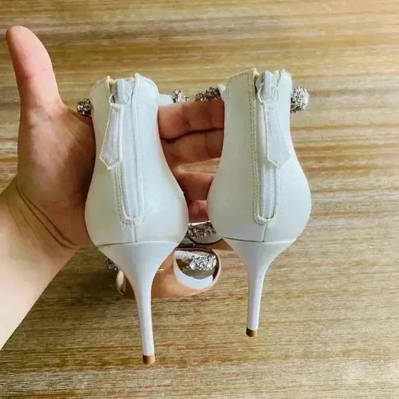 Anthropologie BHLDN Badgley Mischka Yasmine Ankle Strap Sandals Size 7 NWOT $245