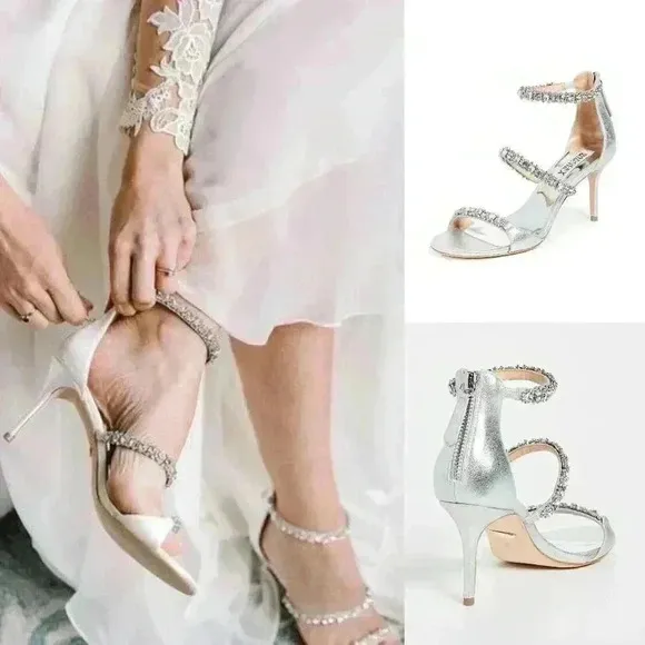 Anthropologie BHLDN Badgley Mischka Yasmine Ankle Strap Sandals Size 7 NWOT $245