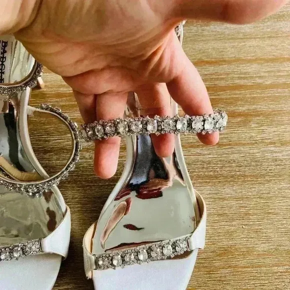 Anthropologie BHLDN Badgley Mischka Yasmine Ankle Strap Sandals Size 7 NWOT $245
