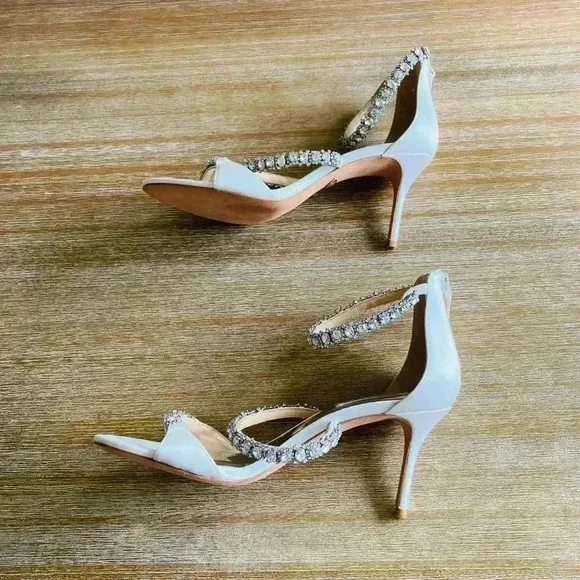 Anthropologie BHLDN Badgley Mischka Yasmine Ankle Strap Sandals Size 7 NWOT $245