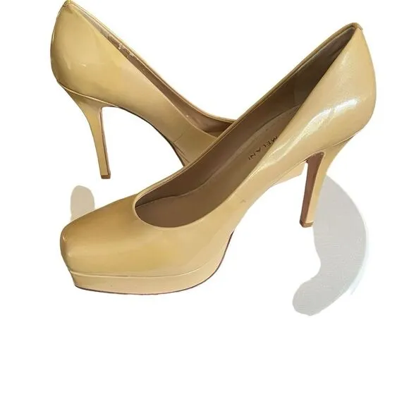 Antonio Melani Nude Platform Patent Leather Pumps Stiletto Heels Women's Size 8