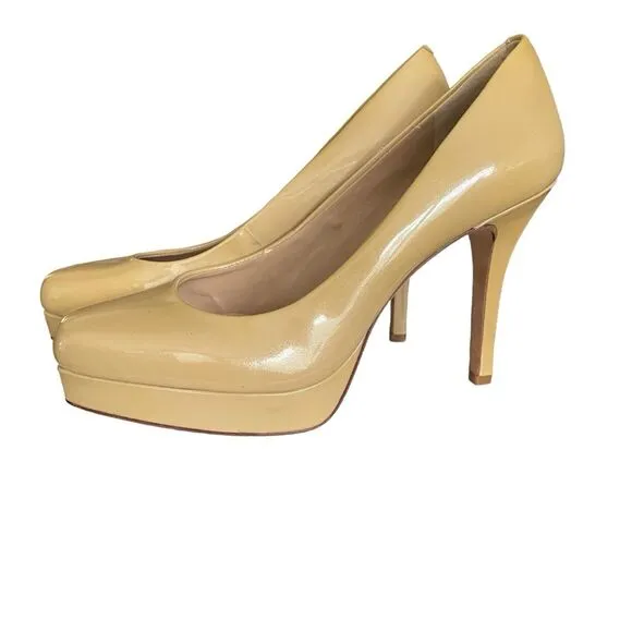Antonio Melani Nude Platform Patent Leather Pumps Stiletto Heels Women's Size 8