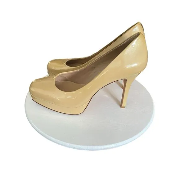 Antonio Melani Nude Platform Patent Leather Pumps Stiletto Heels Women's Size 8