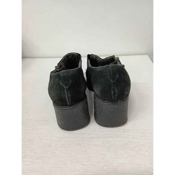 Aquatalia Womens Chunky Block Heel Loafer Shoes Size 7.5 Black Suede Pumps