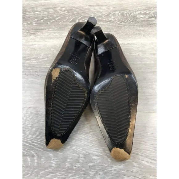 Aquatalia Women's Mule Copper Leather Pointed Toe Casual Slip On Heeled Shoes 7