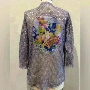Aratta Silent Journey by Anthropologie Kimono Crotchet with Floral Detail Size M