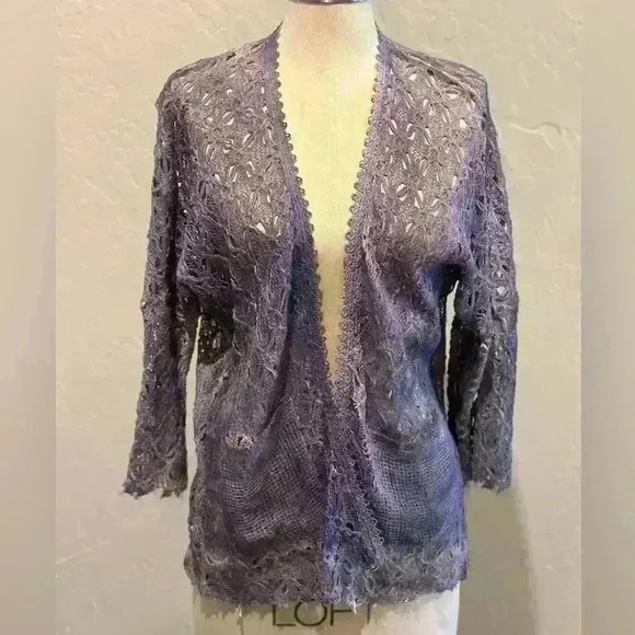 Aratta Silent Journey by Anthropologie Kimono Crotchet with Floral Detail Size M