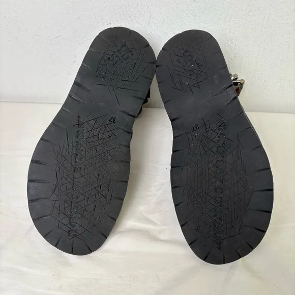 A.S. 98 Chunky Leather Sandals Metal Pewter Embellishments size EU 37 US 6.5/7