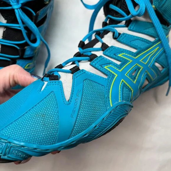 Asics Mens Omniflex-attack Wrestling Shoes Size 9.5 Blue/Black J4007