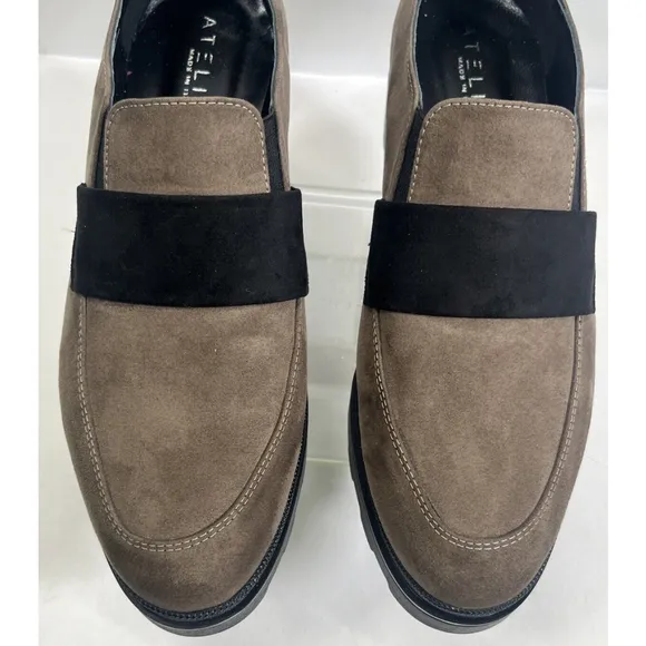 ATELIERS Womens Brown Suede Platform Lug Loafers Shoes 7- 7.5 US 38 EU
