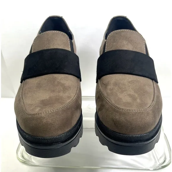 ATELIERS Womens Brown Suede Platform Lug Loafers Shoes 7- 7.5 US 38 EU