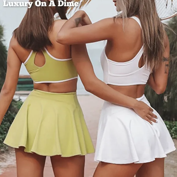 Athletic Shortie Dress Full Coverage Shorts Bottom One-piece Unitard Cutout Back