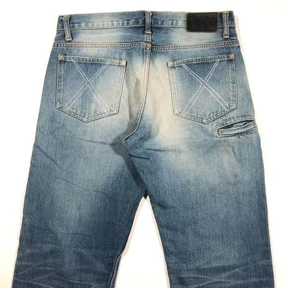 AW09 Original Fake KAWS Blue Denim Jeans Pants Size 2 US 30 Streetwear B32