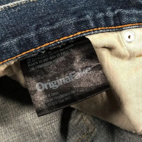 AW09 Original Fake KAWS Blue Denim Jeans Pants Size 2 US 30 Streetwear B32