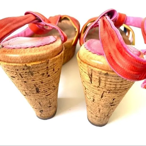 Azura Spain Rainbow Leatger Chunky Heeled Sandals