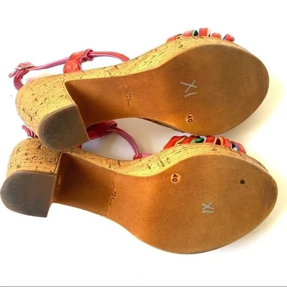 Azura Spain Rainbow Leatger Chunky Heeled Sandals