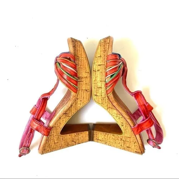 Azura Spain Rainbow Leatger Chunky Heeled Sandals
