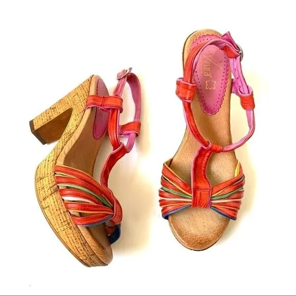 Azura Spain Rainbow Leatger Chunky Heeled Sandals