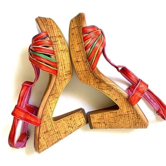 Azura Spain Rainbow Leatger Chunky Heeled Sandals