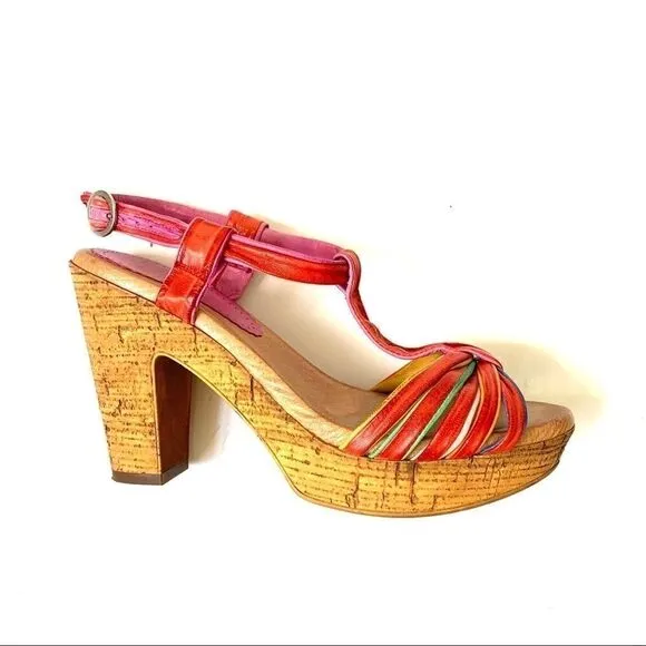 Azura Spain Rainbow Leatger Chunky Heeled Sandals