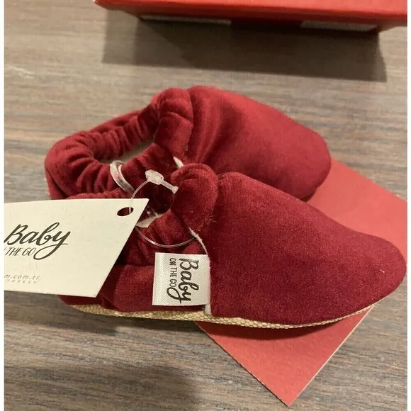 Baby On The Go First Steps Slip-On Moccasins Shoes Christmas gift red velvet 3.5