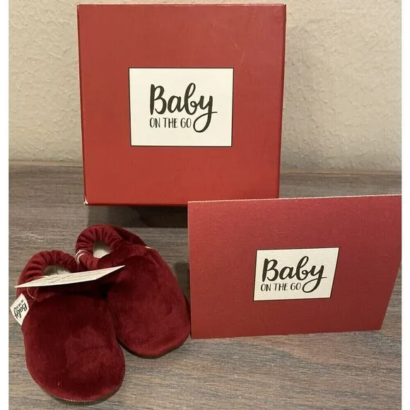 Baby On The Go First Steps Slip-On Moccasins Shoes Christmas gift red velvet 3.5