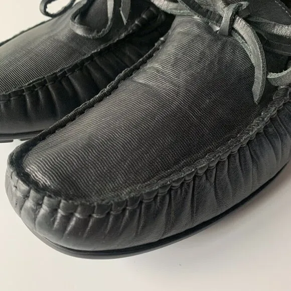 BACCO BUCCI Muse Black Leather Bow Loafers Driver Shoes Men's Sz 11 Made‎ ITALY