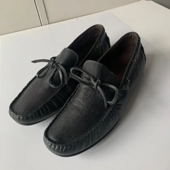 BACCO BUCCI Muse Black Leather Bow Loafers Driver Shoes Men's Sz 11 Made‎ ITALY