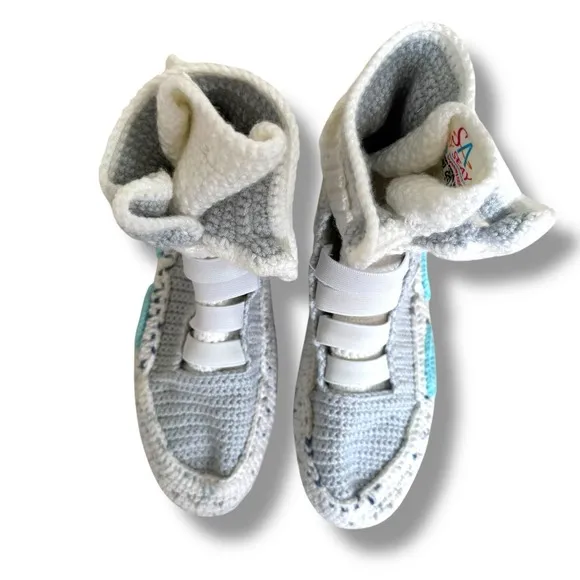 Back To The Future Air Mag Crochet Knitted Slippers Cosplay Marty McFly Shoes