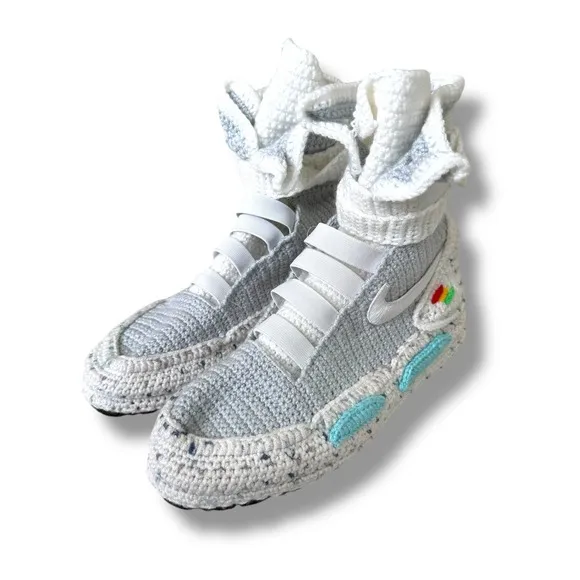 Back To The Future Air Mag Crochet Knitted Slippers Cosplay Marty McFly Shoes