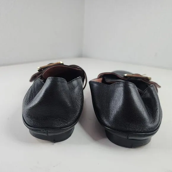 Bally Janelle Loafers US 6 Women's Black Leather Gold Buckle Shoes Italy