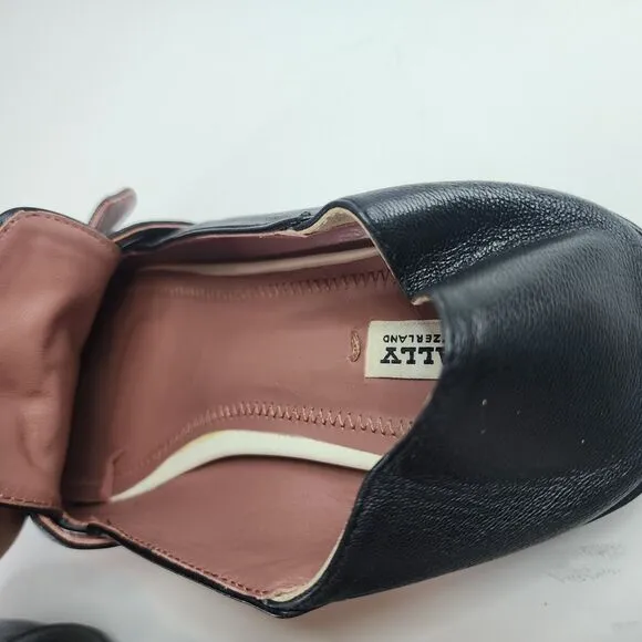 Bally Janelle Loafers US 6 Women's Black Leather Gold Buckle Shoes Italy