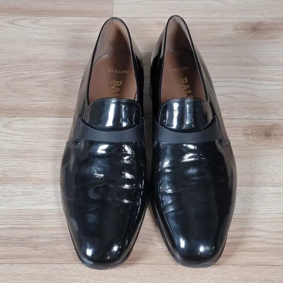 Bally Loafers Mens Size 8.5 M Patent Leather Round Toe Shoes Made in France