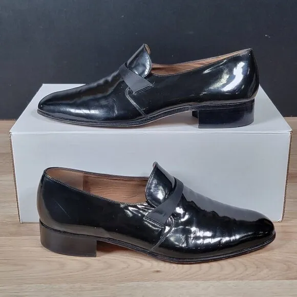 Bally Loafers Mens Size 8.5 M Patent Leather Round Toe Shoes Made in France
