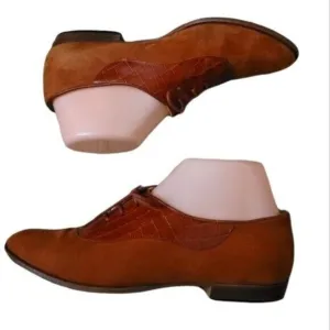 Bally of Switzerland Vintage Sienna Brown Suede and Reptile Oxfords