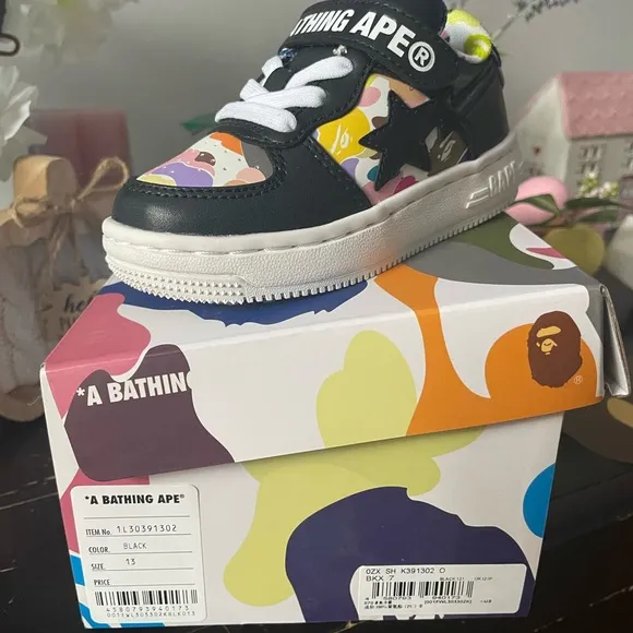 Bape Black Sneakers with Classic Silhouette