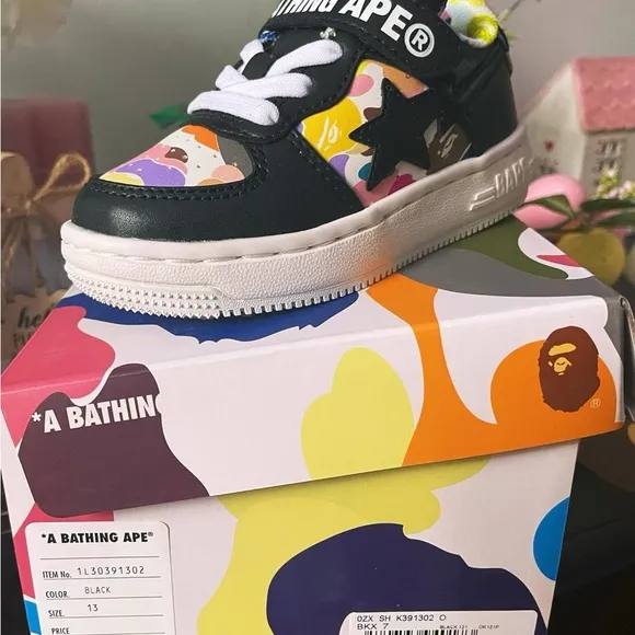 Bape Black Sneakers with Classic Silhouette