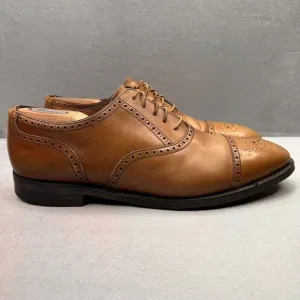 Barker Mens Size 10.5 Wingtip Oxford Walnut Leather Made in England Vintage