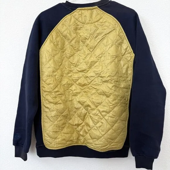 BASS by Ron Bass Sweatshirt Gold Quilted Panel Crewneck Urban Navy M Streetwear