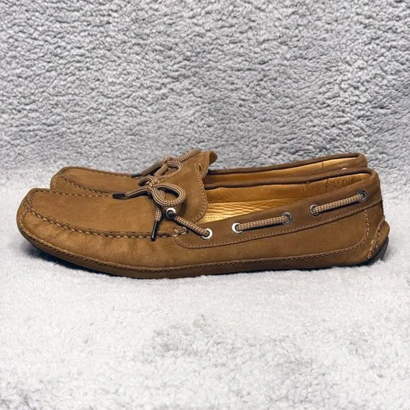 Bass Tuscany Mens Size 12 Slip On Driving Shoes Loafers Brown Leather Moc Toe