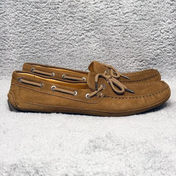 Bass Tuscany Mens Size 12 Slip On Driving Shoes Loafers Brown Leather Moc Toe