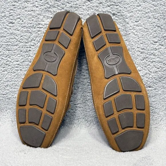 Bass Tuscany Mens Size 12 Slip On Driving Shoes Loafers Brown Leather Moc Toe