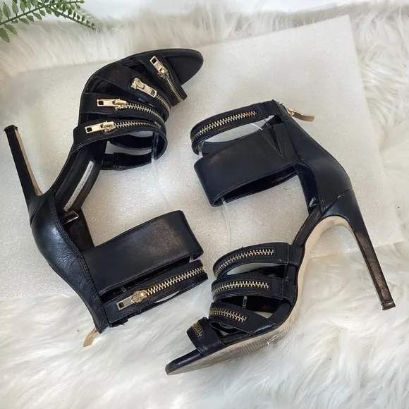 BCBG GENERATION CASEY LEATHER ANKLE STRAP STILETTOS SZ 6.5