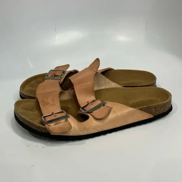 Biocomfort 2 strap sandals peach leather straps size 38