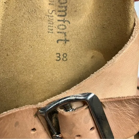 Biocomfort 2 strap sandals peach leather straps size 38