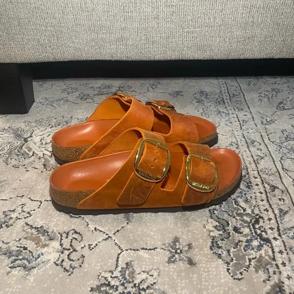 BIRKENSTOCK Arizona Big Buckle Nubuck Orange Sandals