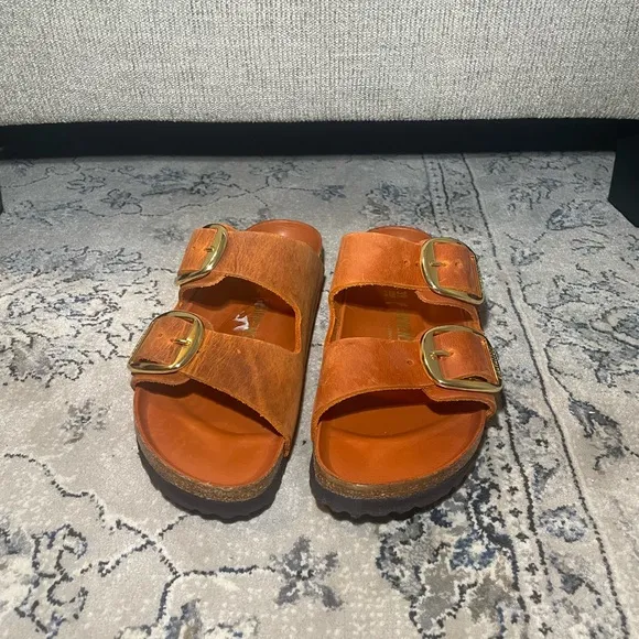 BIRKENSTOCK Arizona Big Buckle Nubuck Orange Sandals