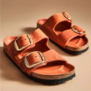 BIRKENSTOCK Arizona Big Buckle Nubuck Orange Sandals