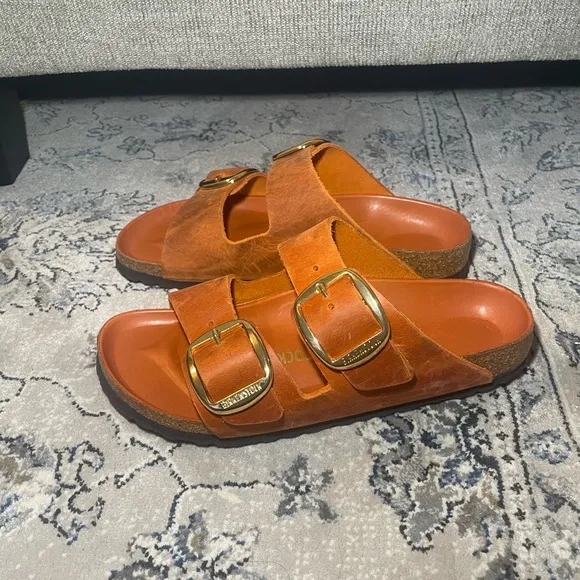 BIRKENSTOCK Arizona Big Buckle Nubuck Orange Sandals